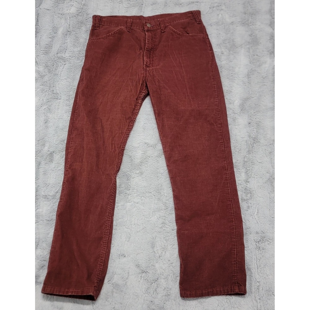 Vintage Levis 519 Corduroy Pants Mens 32x28 Burgundy Red Straight USA‎ 80s